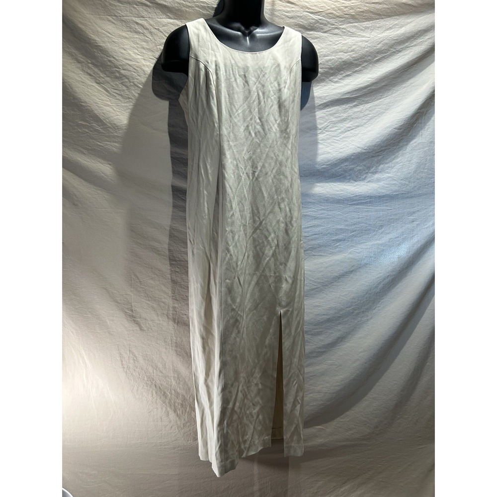 Vintage RJ & Co Womens Size 6 Ivory Minimalist Maxi Column Dress 90s Slit USA